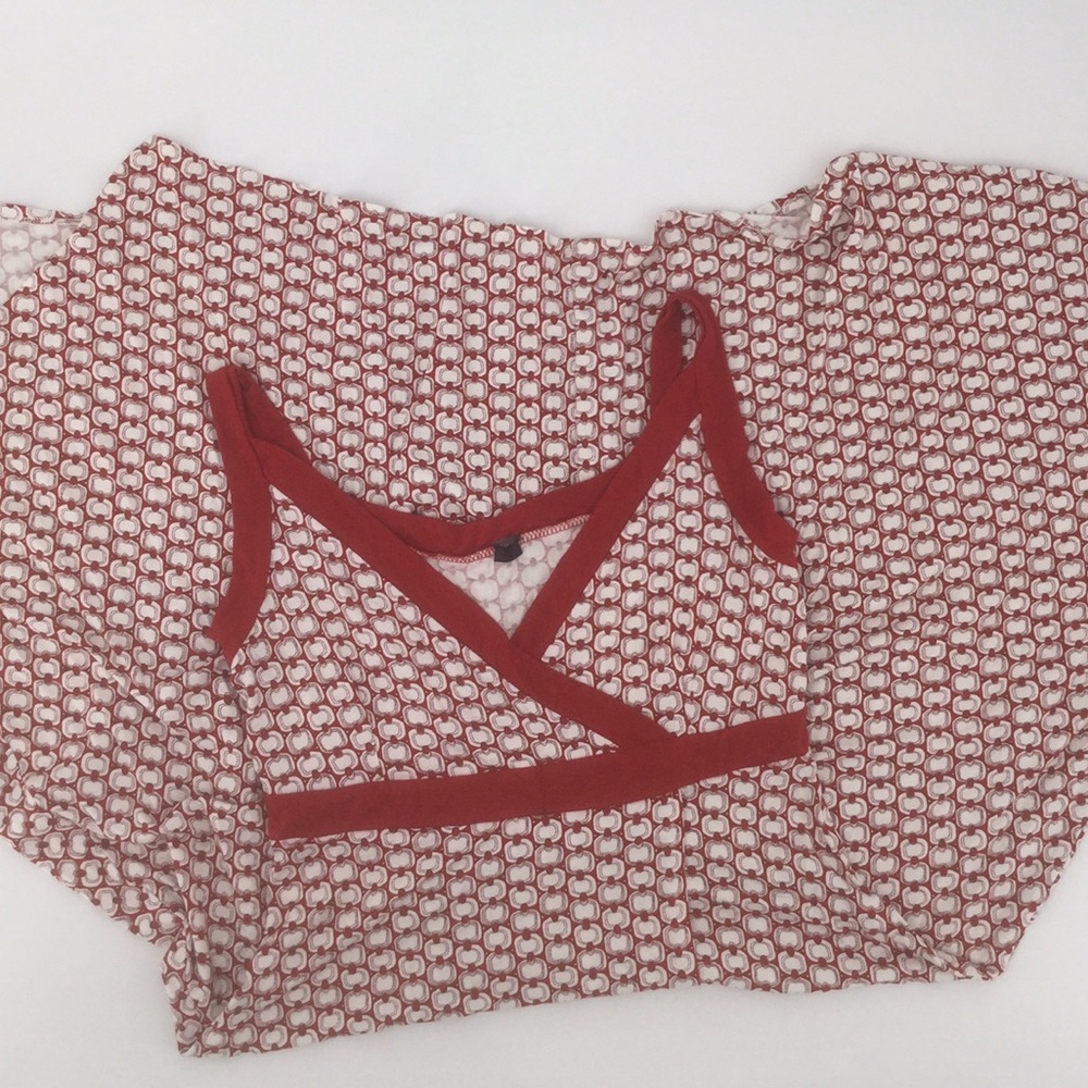 Ronen Chen Med. Red &White Faux Wrap Summer Dress - Picture 10 of 13